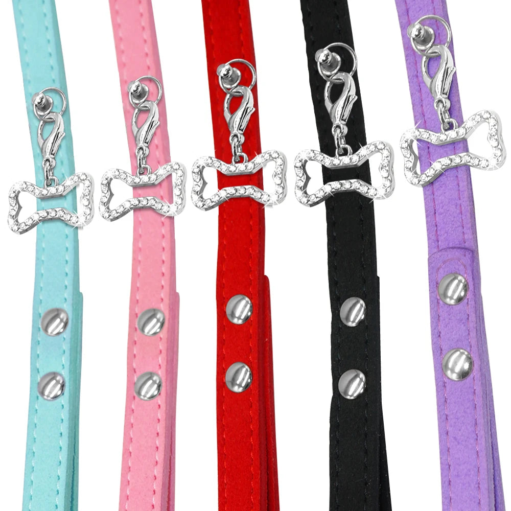 Soft Suede Leather Small Pastel Dog Leash