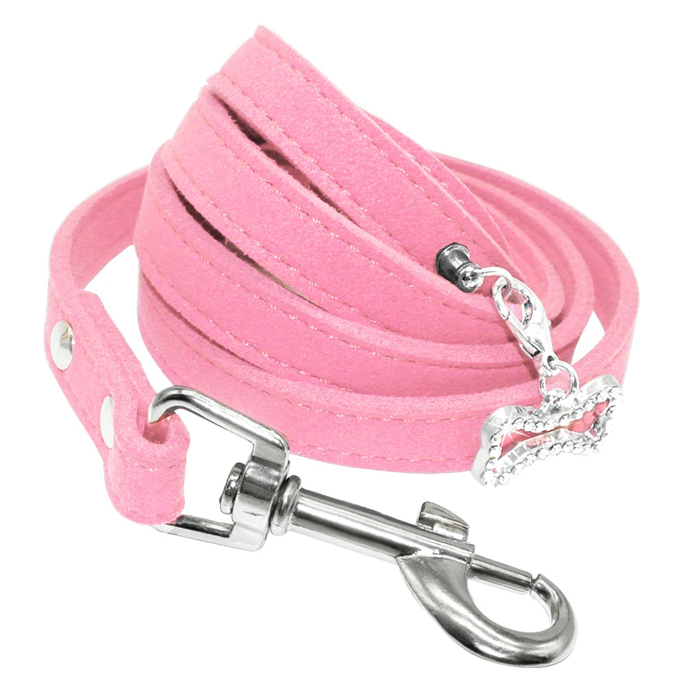 Soft Suede Leather Small Pastel Dog Leash