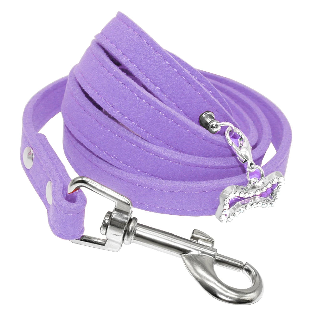 Soft Suede Leather Small Pastel Dog Leash