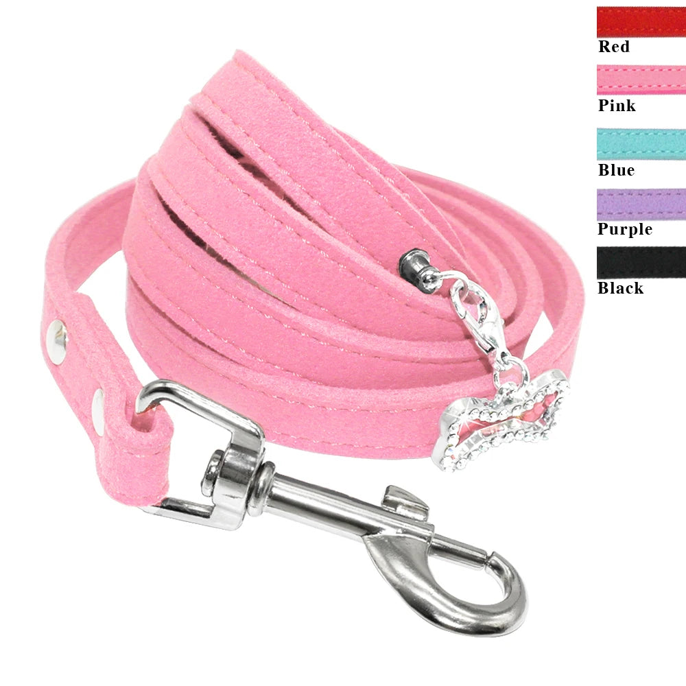 Soft Suede Leather Small Pastel Dog Leash