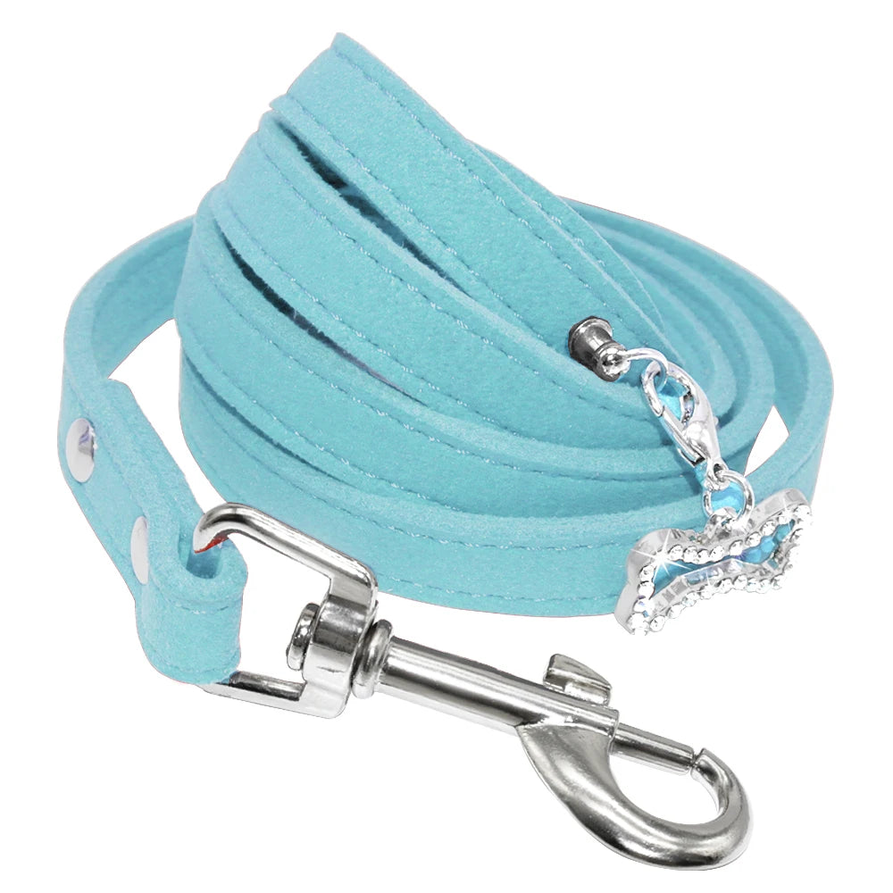 Soft Suede Leather Small Pastel Dog Leash