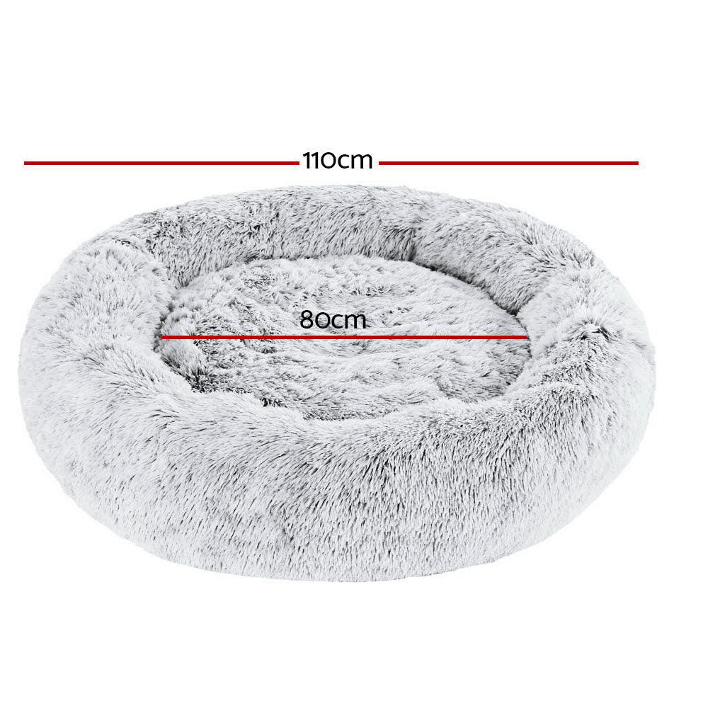 Pet Bed Dog Cat 110cm Calming Extra Large Soft Plush Light Charcoal RPBA Shop