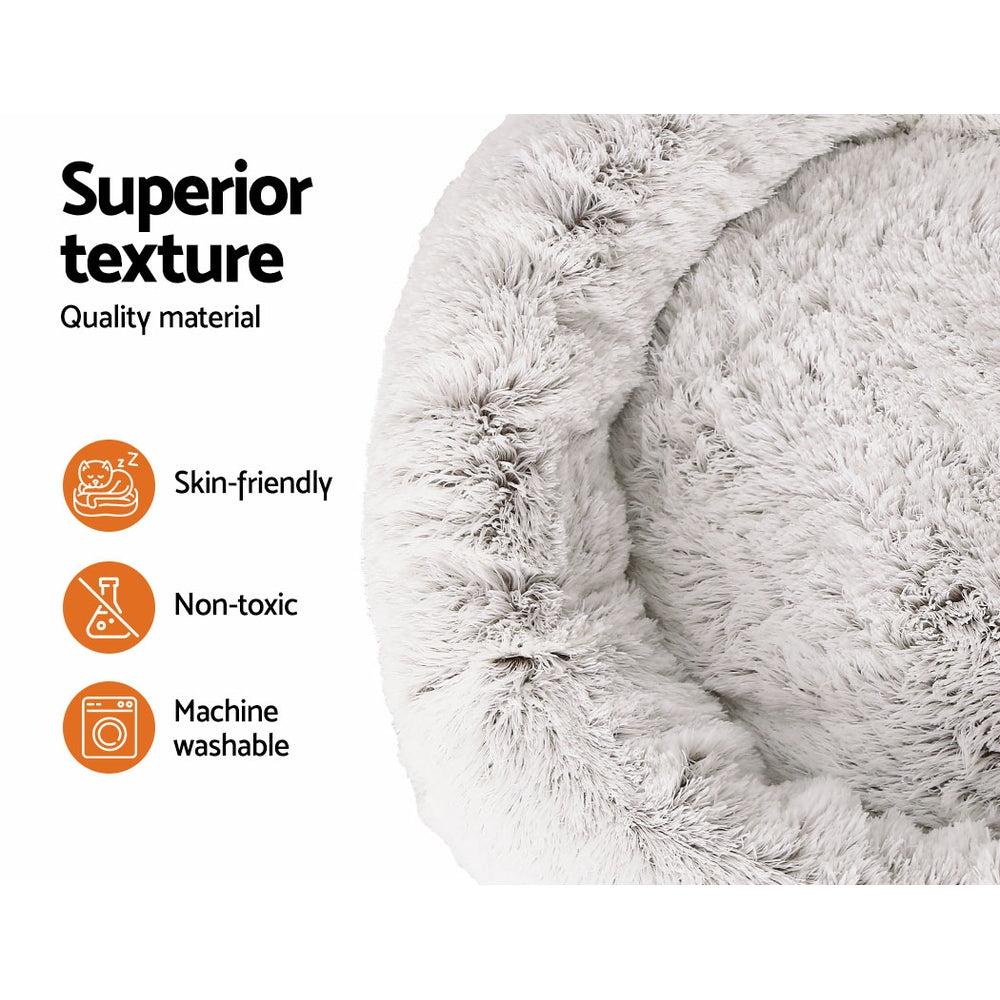 Calming Extra Large Soft Plush Pet Bed in White