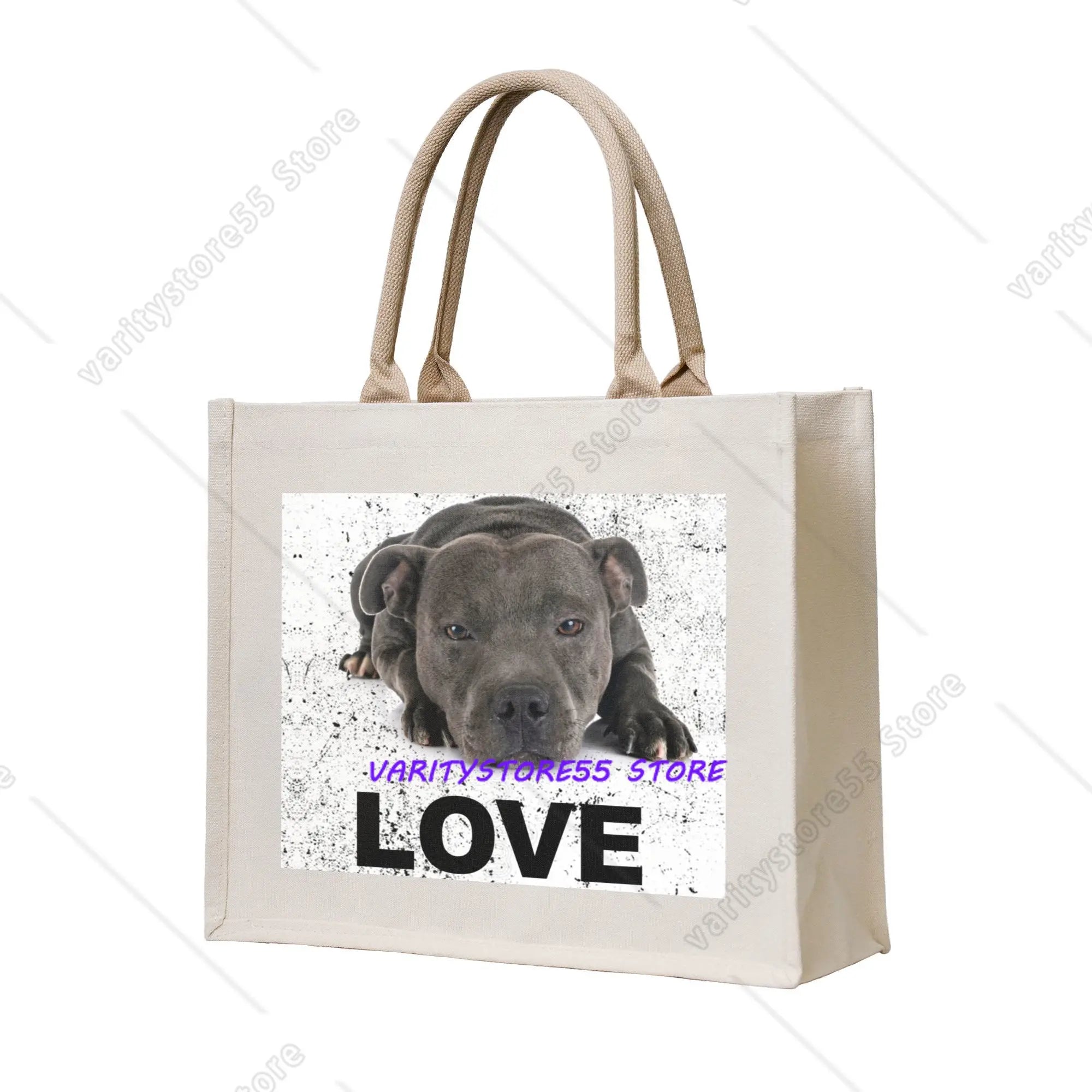 Custom Staffy Dog Canvas Shopping Bag