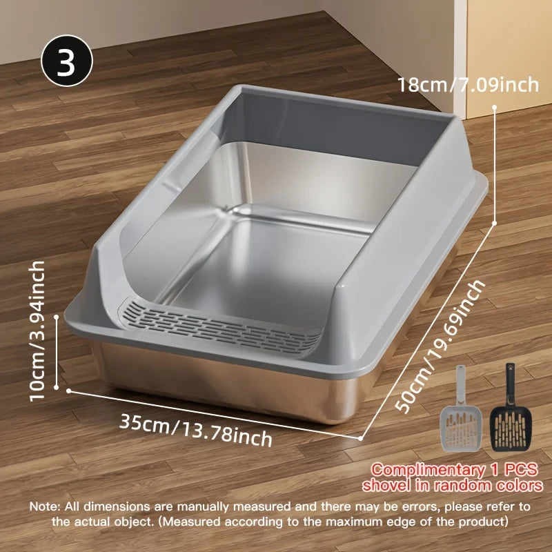 Splash-Proof Stainless Steel Litter Box
