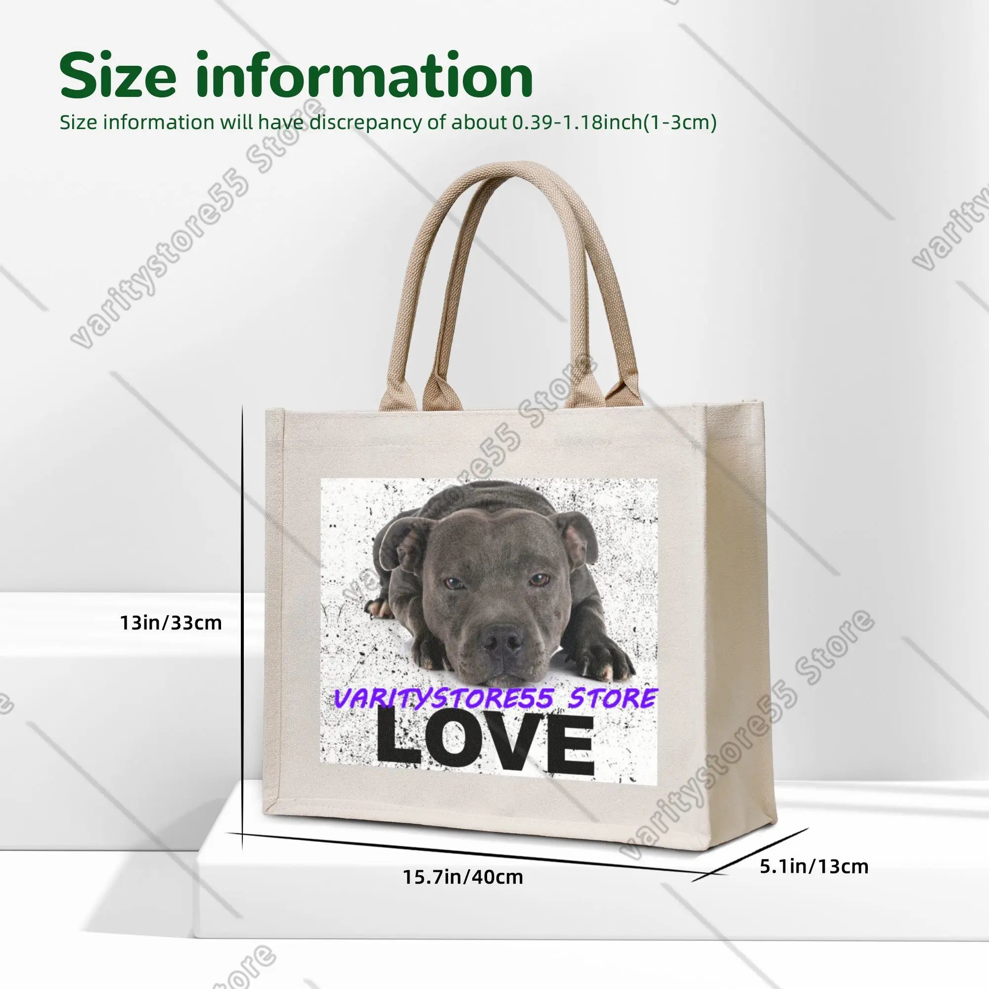 Custom Staffy Dog Canvas Shopping Bag