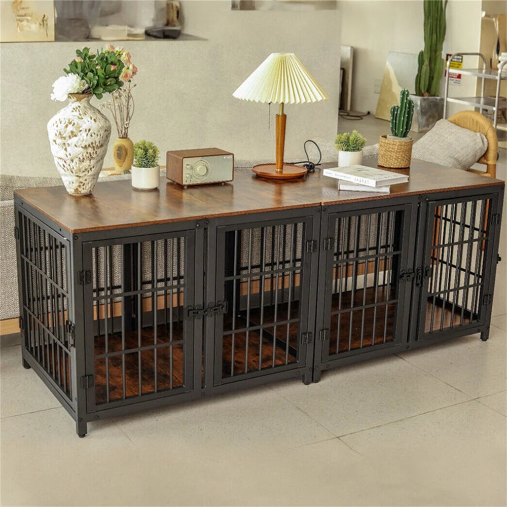 Heavy Duty Dog Crate with Divider and Four Doors