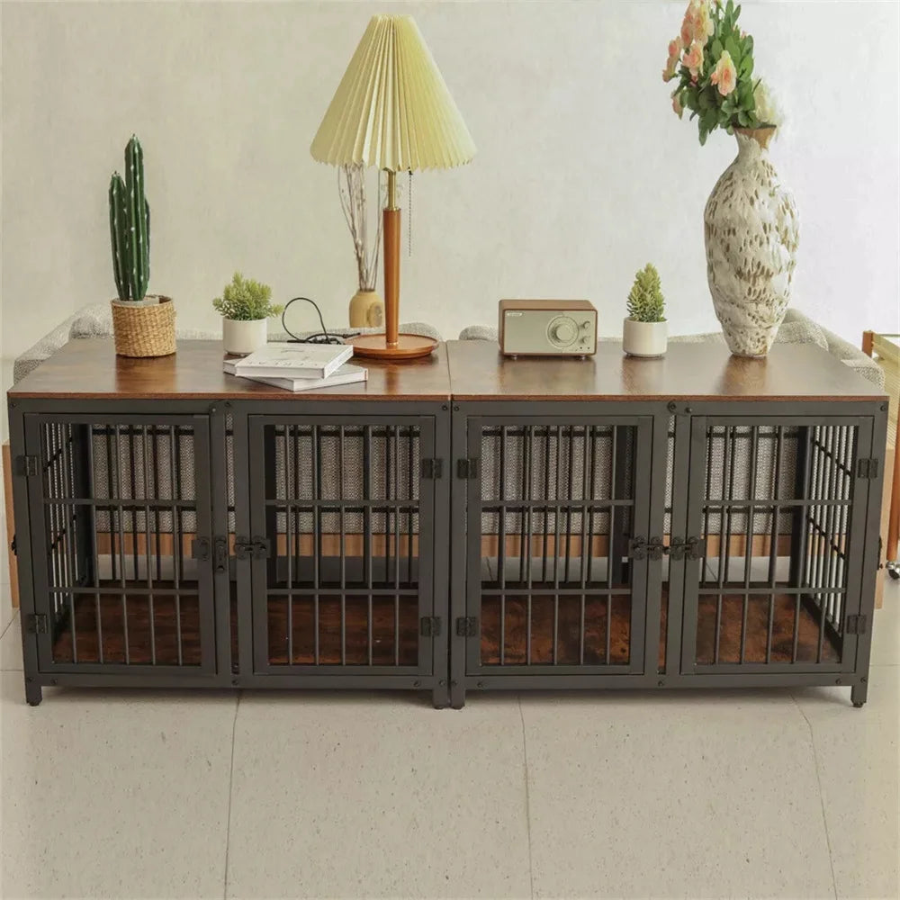 Heavy Duty Dog Crate with Divider and Four Doors