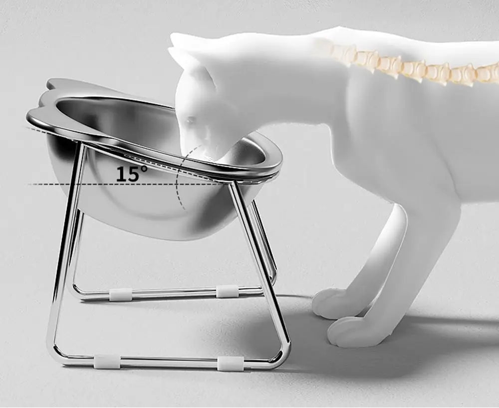 Raised Stainless Steel Cat Food Bowl
