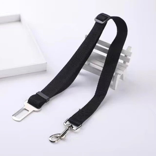Black adjustable car seatbelt pet leash for dogs
