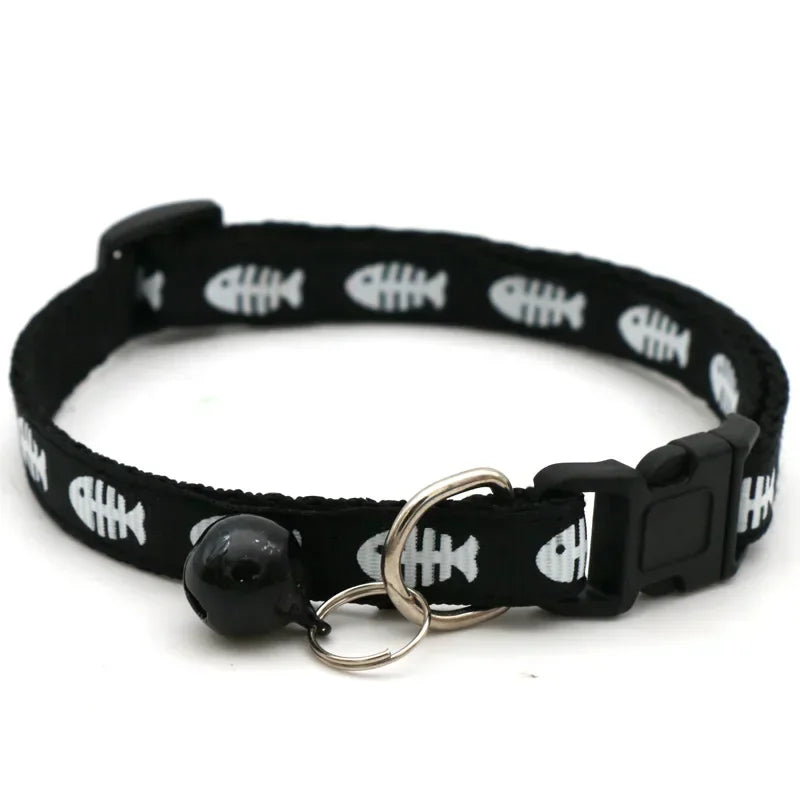 Cartoon Fish Bone Pet Collar with Bell