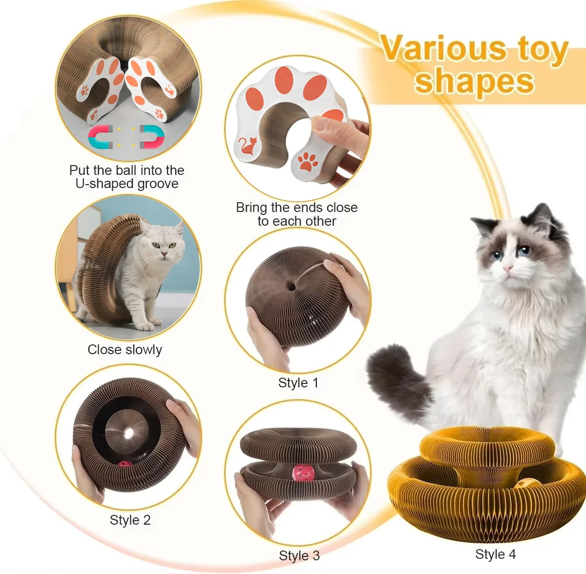 Round Cat Scratching Toy with Ball