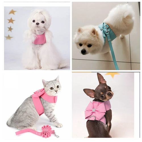 Pink Harness and Lead Set for Small Dogs