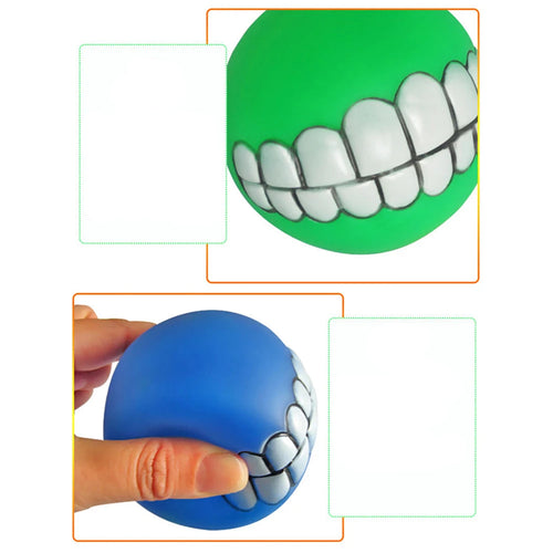 Rubber Squeaky Teeth Ball Chew Toys Pack
