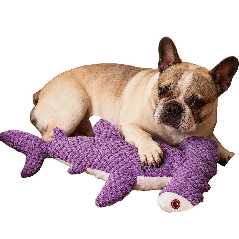 Shark-Shaped Plush Pet Toy with Squeaker