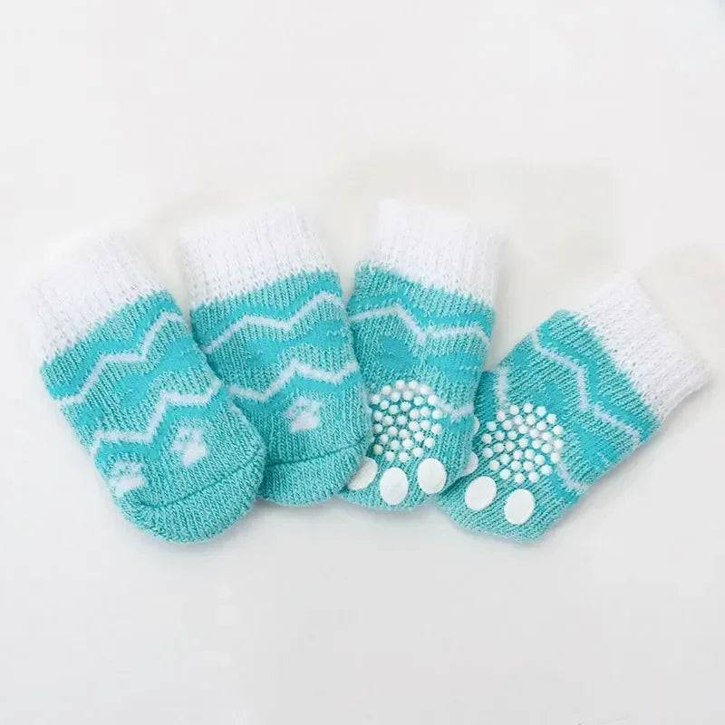 Paw Printed Anti-slip Dog Socks in Sky Blue Water