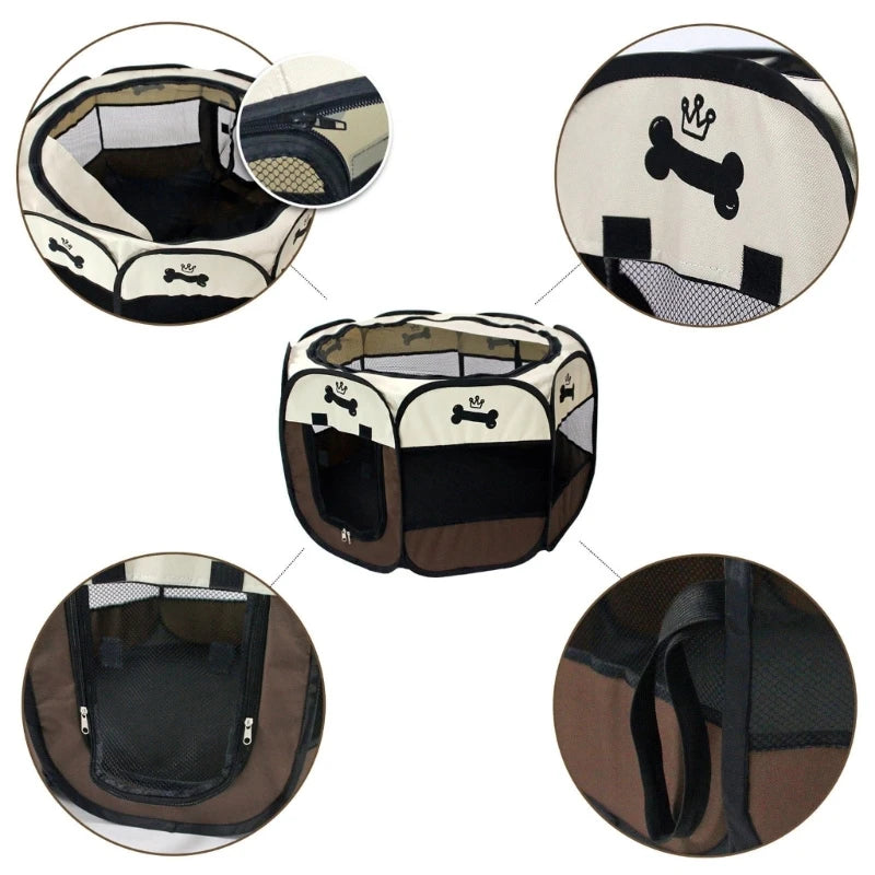 Foldable Octagonal Dog Tent & Playpen for Puppies and Small Pets