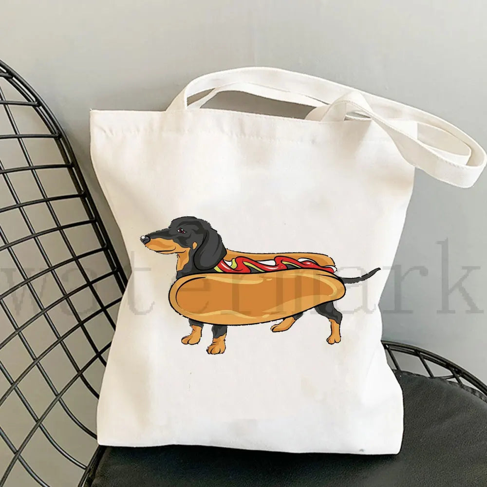 Dachshund Canvas Shopper Bag