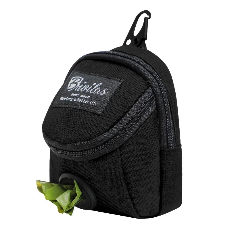 Dog Treat Pouch with Poop Bag Dispenser in Black