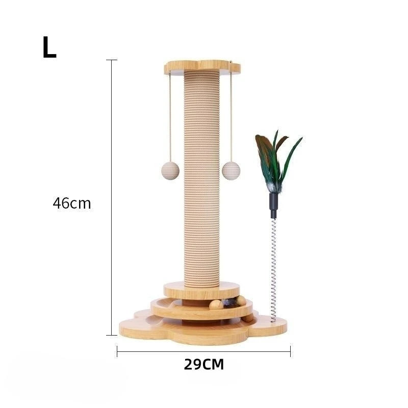 Wooden Cat Turntable with Sisal Scratching Post