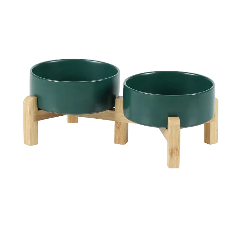 Double Ceramic Pet Bowl with Stand
