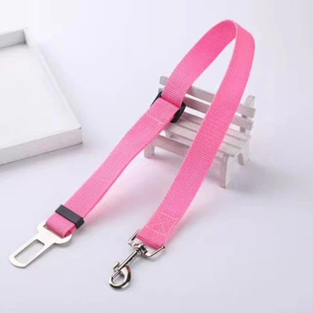 Pink adjustable car seatbelt pet leash for dogs