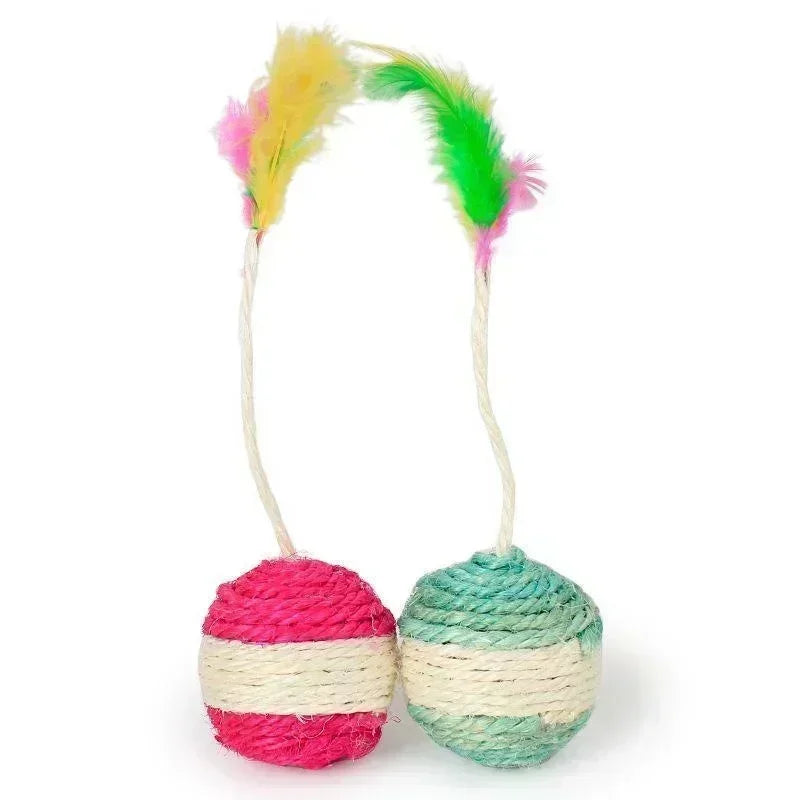 Cat Scratching Ball with Feather Toy