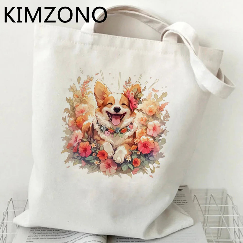 Corgi Canvas Shopping Bag