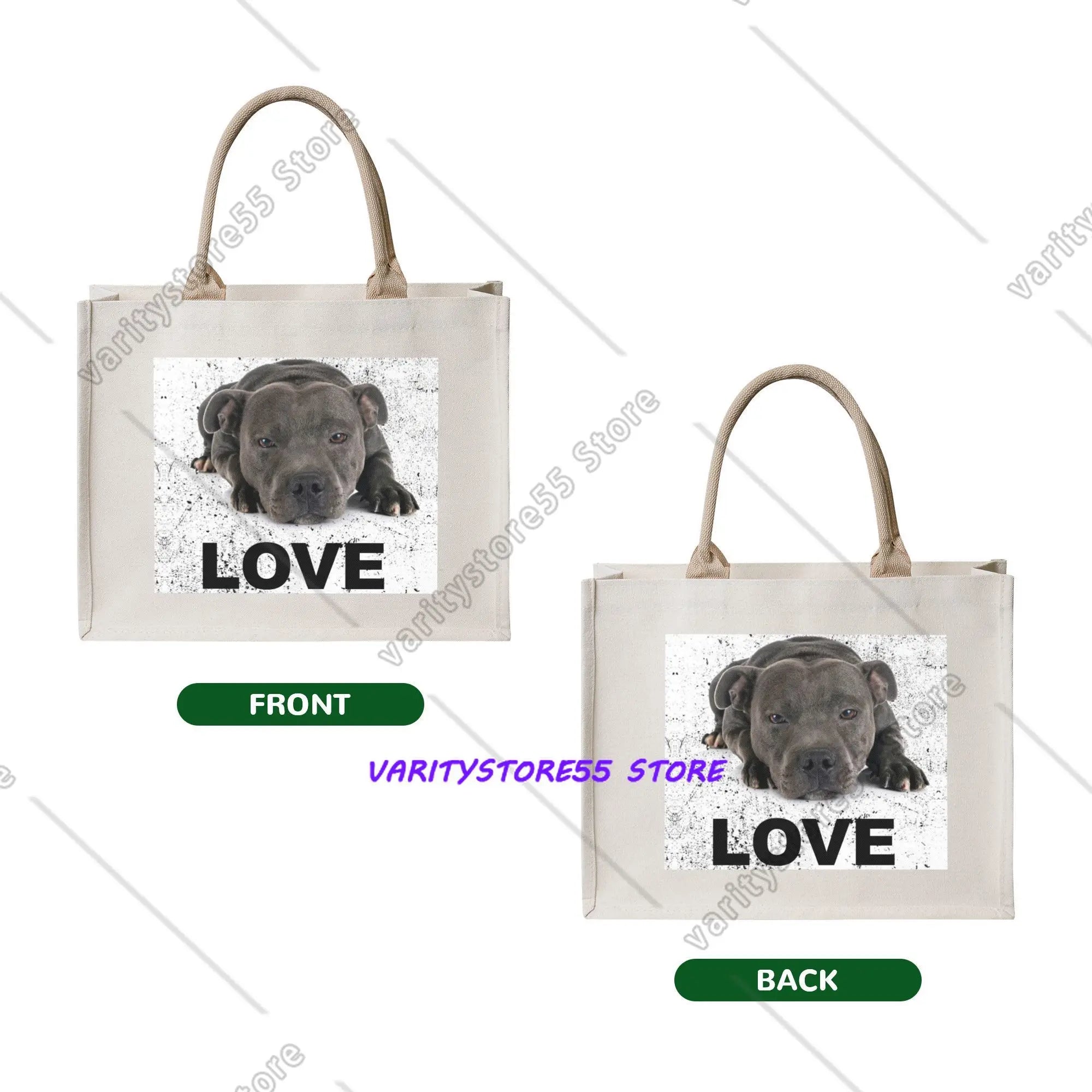 Custom Staffy Dog Canvas Shopping Bag