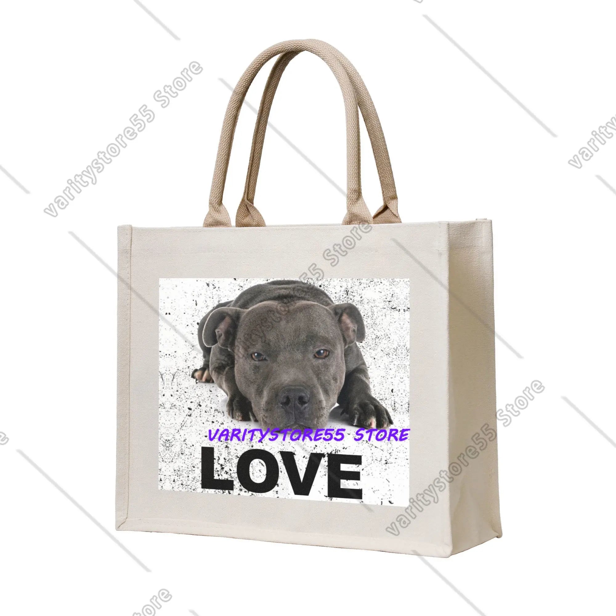 Custom Staffy Dog Canvas Shopping Bag