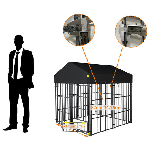 Heavy Duty Dog Kennel with Roof and Playpen