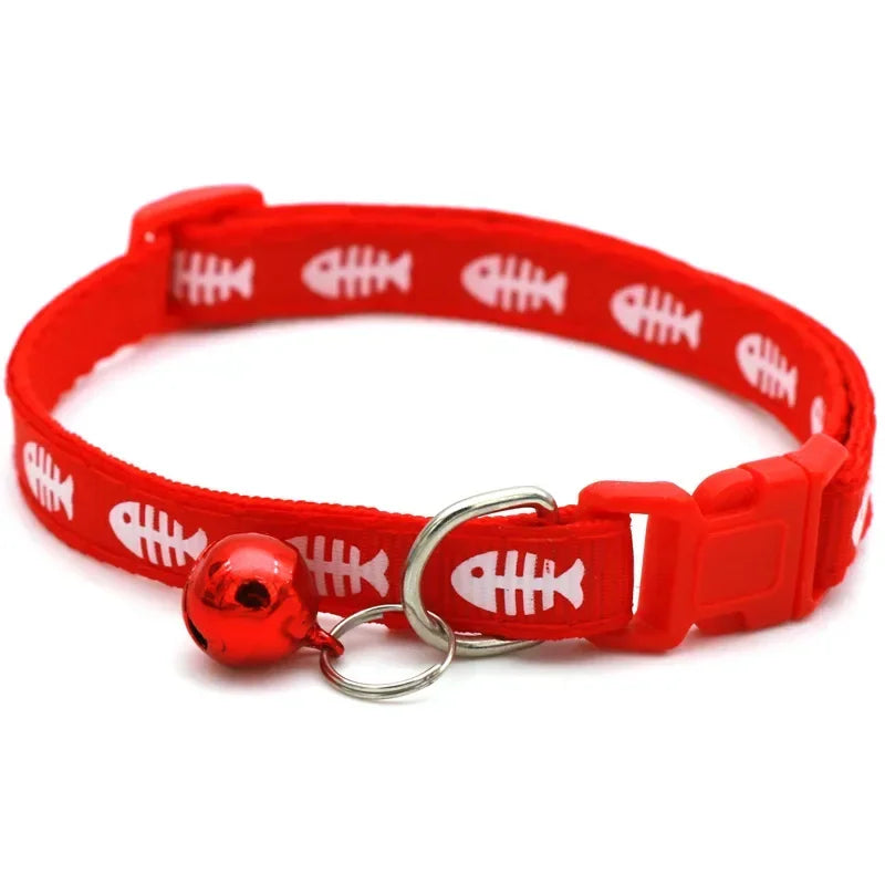 Cartoon Fish Bone Pet Collar with Bell