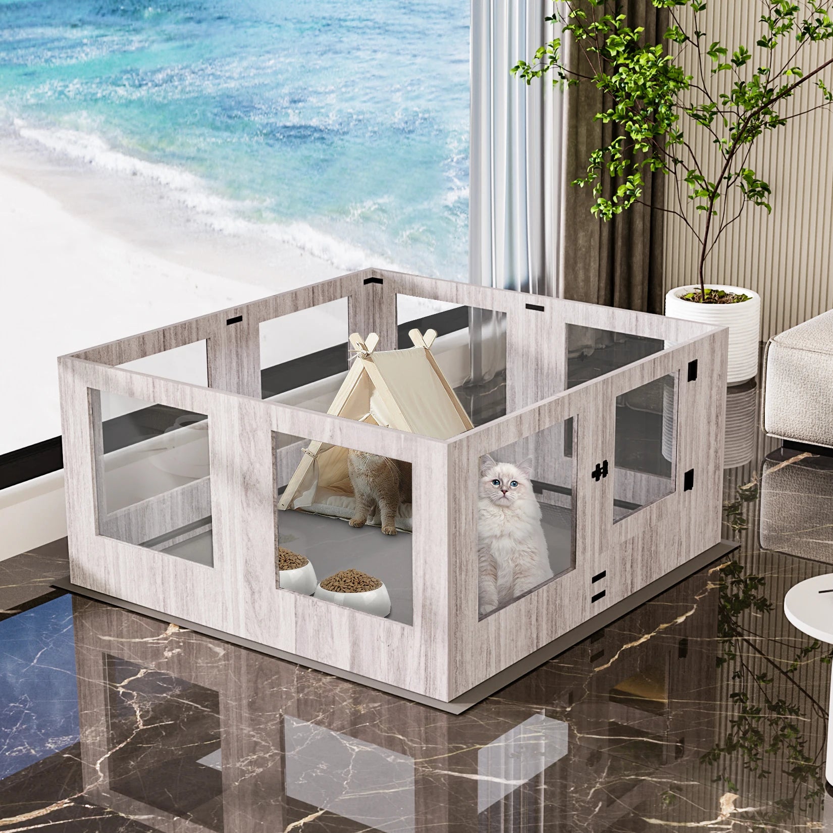 Dog Playpen with Waterproof Pad