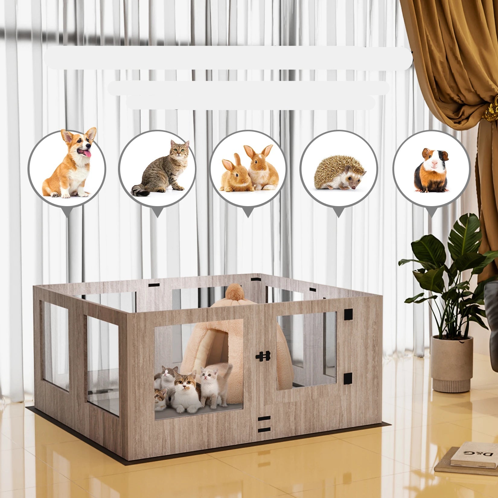 Dog Playpen with Waterproof Pad