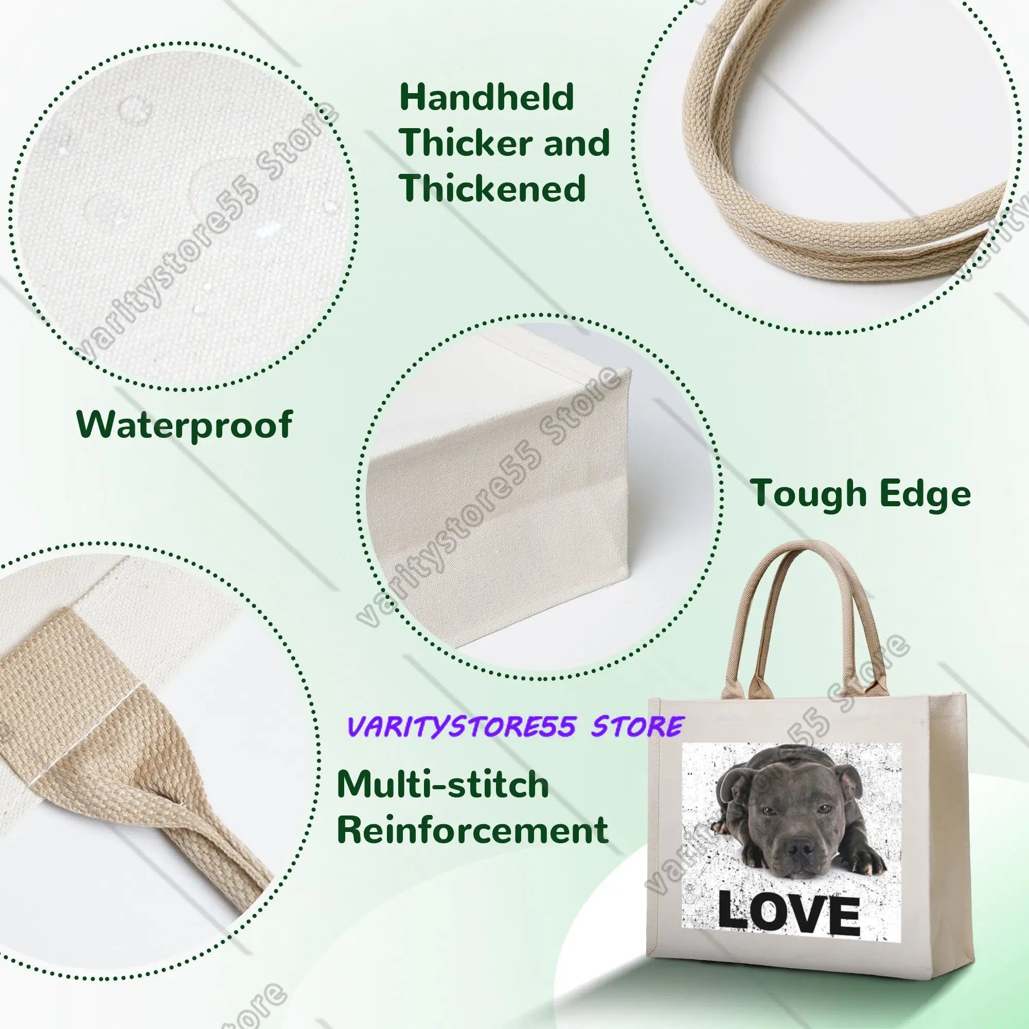 Custom Staffy Dog Canvas Shopping Bag