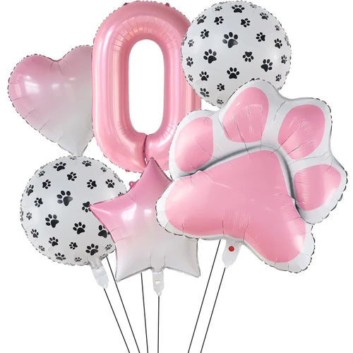 Dog Paw Party Pink Aluminum Balloons - RPBA Shop