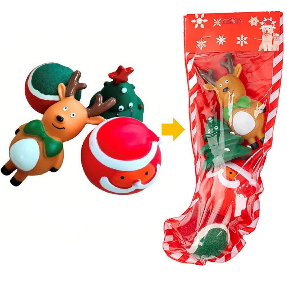 Christmas Stocking Dog Toys Set Gift