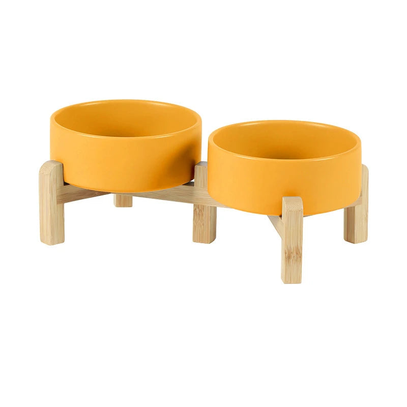 Double Ceramic Pet Bowl with Stand