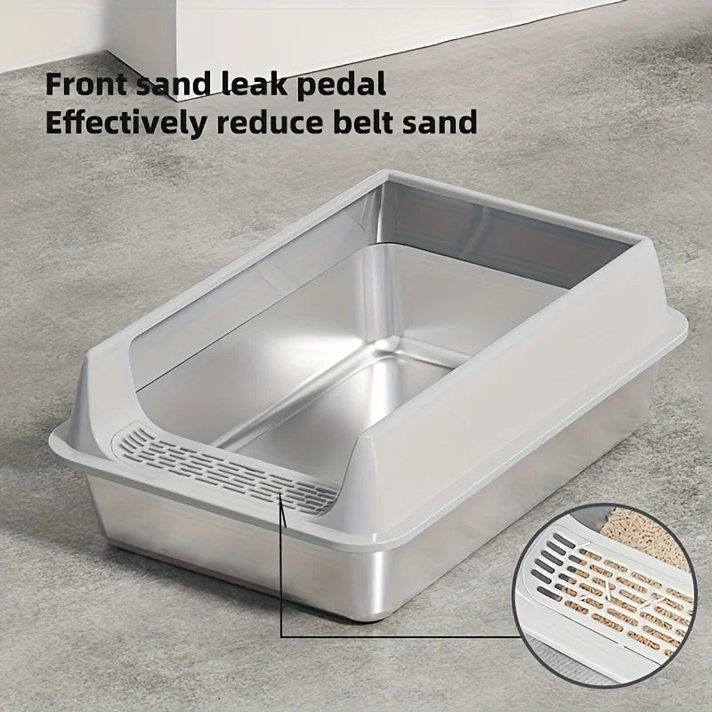 Splash-Proof Stainless Steel Litter Box