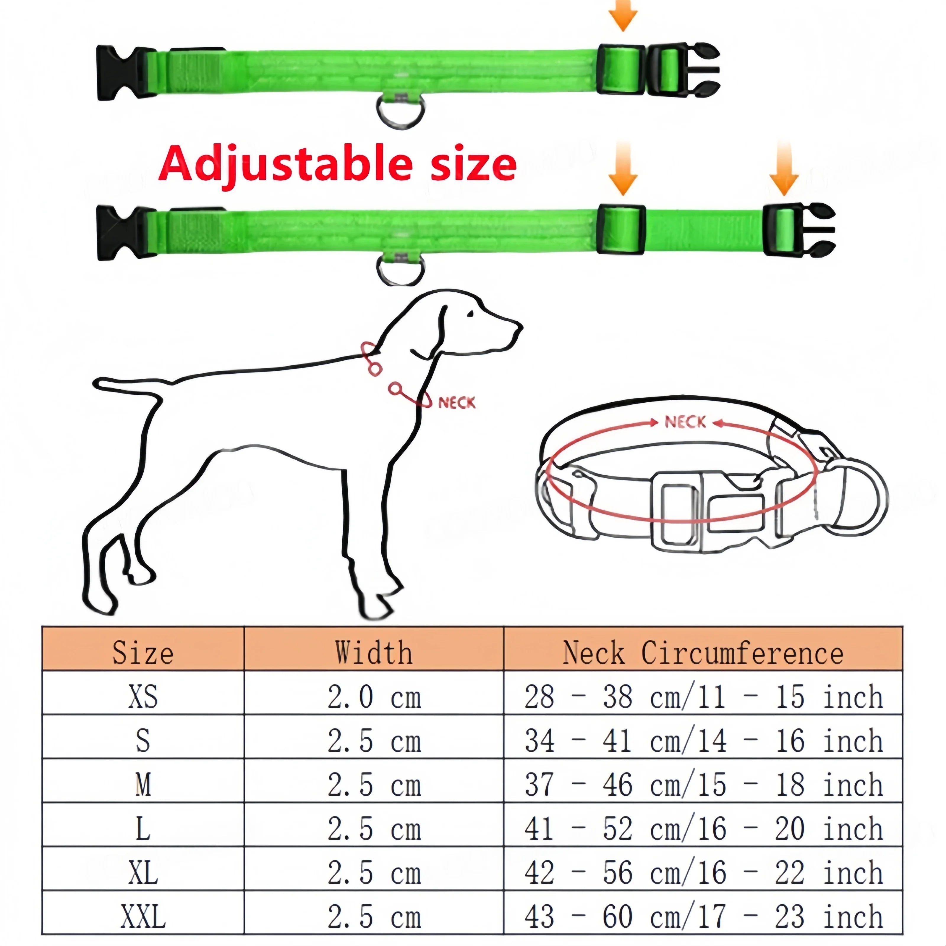 USB Rechargeable Light-Up Dog Collar