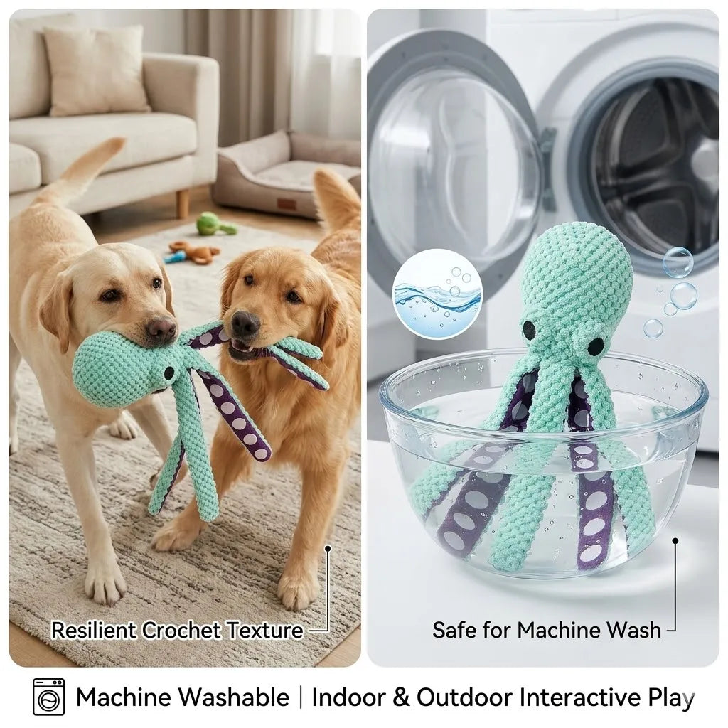 Crinkle-Tentacle Octopus Dog Toy