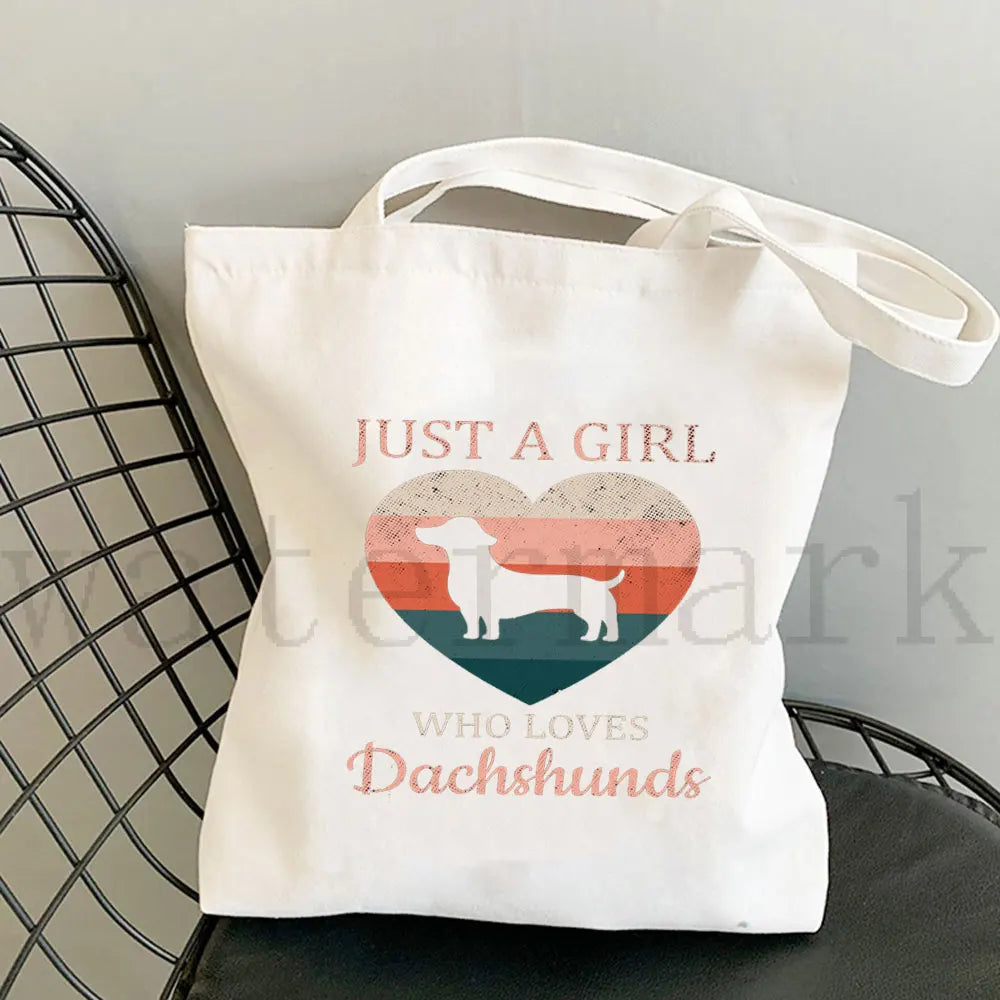 Dachshund Canvas Shopper Bag