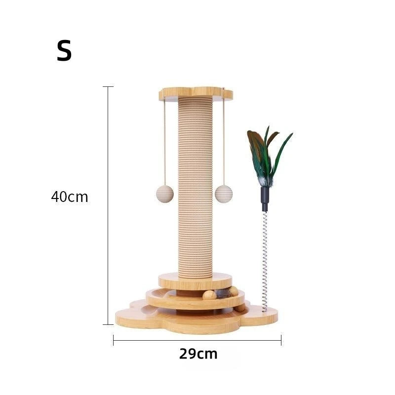 Wooden Cat Turntable with Sisal Scratching Post