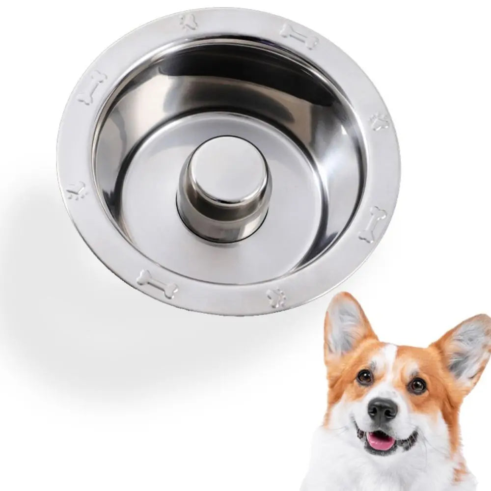 Stainless steel slow feeder bowl for dogs and cats