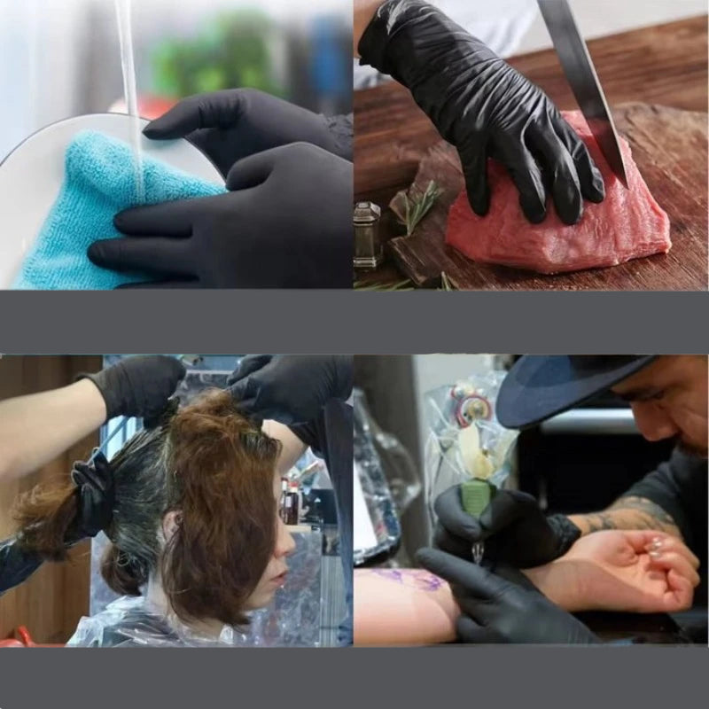Disposable Black Latex Rubber Gloves