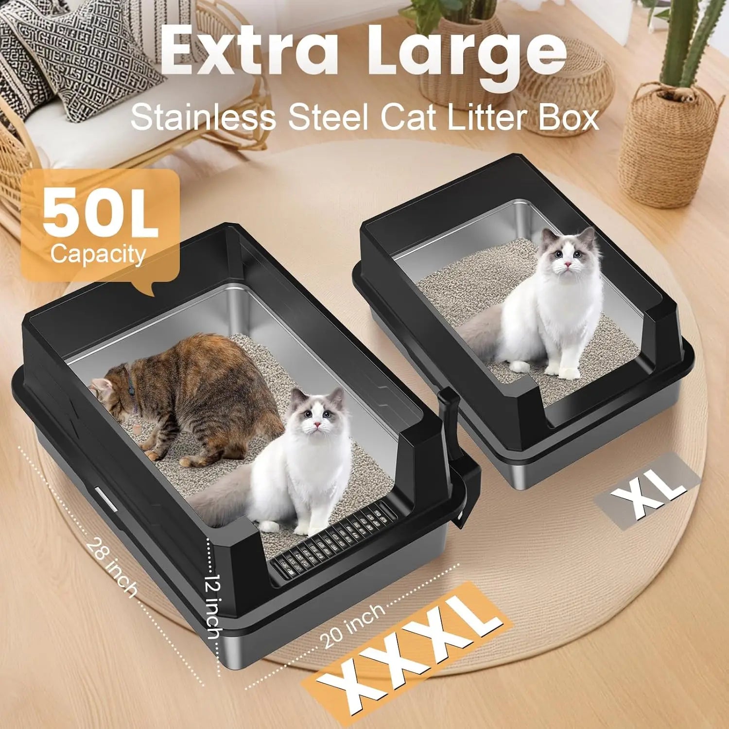 Extra-Large High-Sided Steel Litter Box