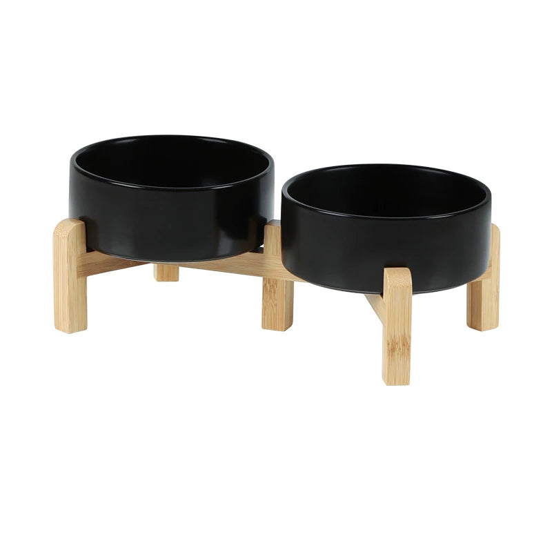 Double Ceramic Pet Bowl with Stand