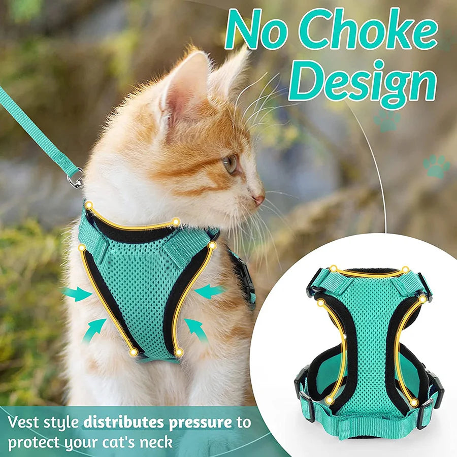 Adjustable Cat Harness and Leash Set