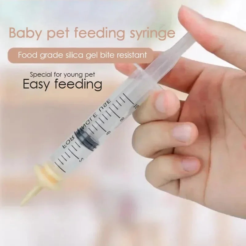 Feeding Bottle Syringe with Silicone Nipple for Newborns Pets