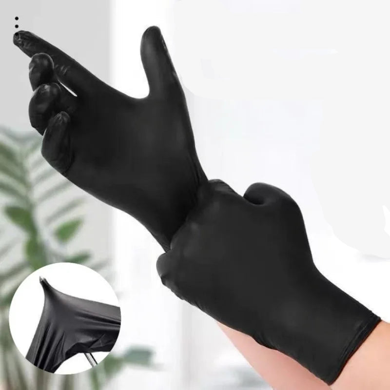 Disposable Black Latex Rubber Gloves